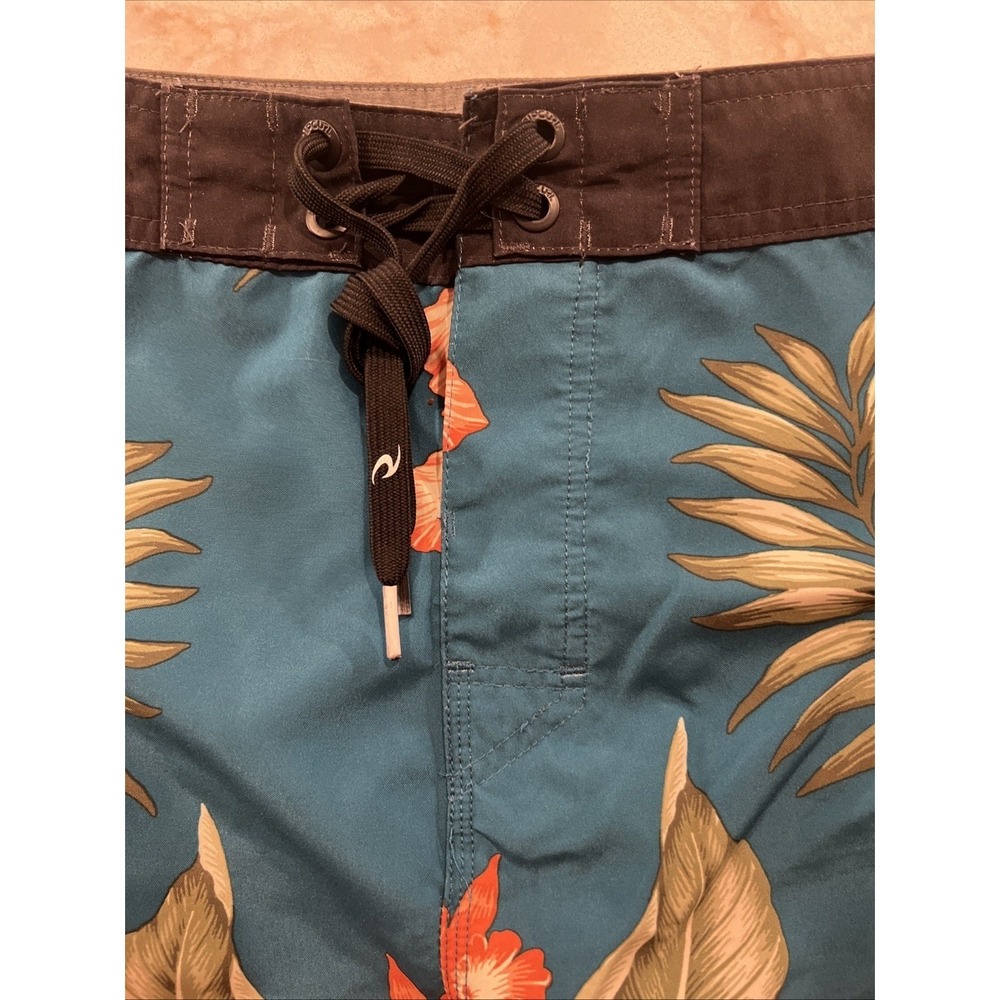 Rip curl Hawaiian Board Shorts Mens‎ Size 32 Blue Tropical Beach Swim Trunks - Picture 10 of 15